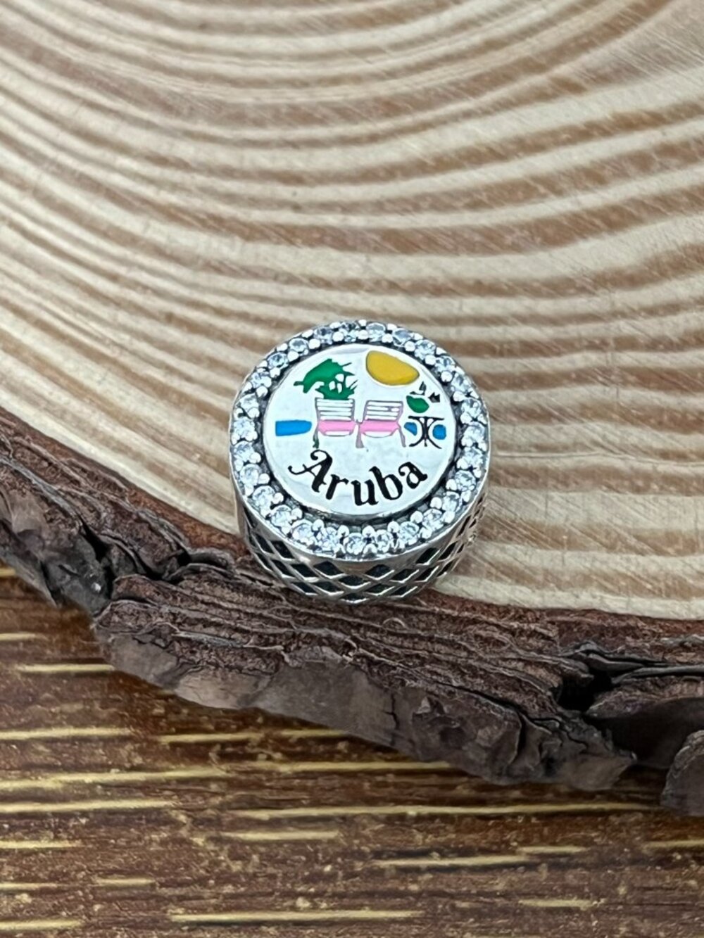 Pandora Aruba Flamingo Beach Bead S925 Silver Charm